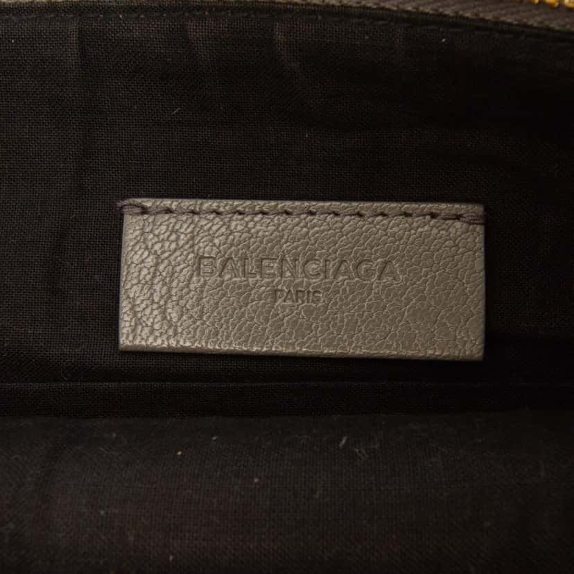 Balenciaga Lambskin Motocross Metallic Edge Flat Clutch Grey Leather Good condition - Box View