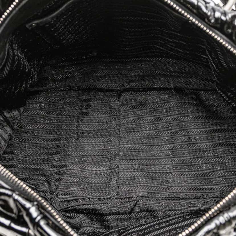 Prada Vernice Gaufre Satchel Black Leather Good condition - Model View