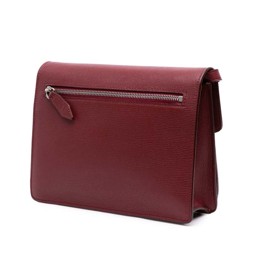 Burberry Small Leather and House Check Canvas Derby Macken Crossbody Red Leather Good condition - Back View