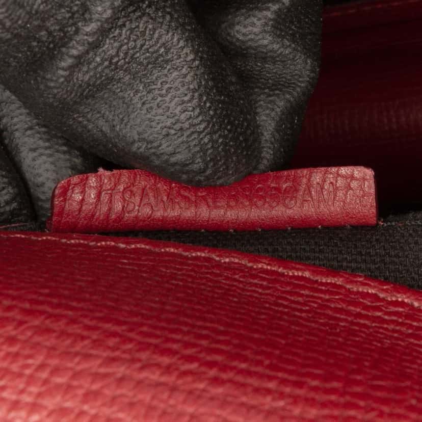 Burberry Small Leather and House Check Canvas Derby Macken Crossbody Red Leather Good condition - Box View