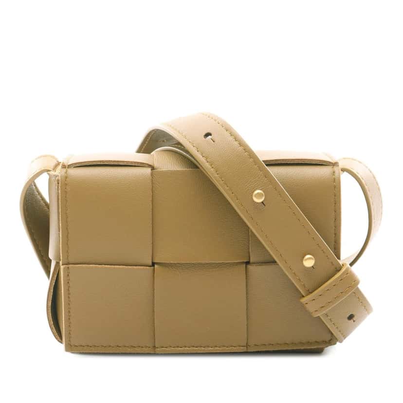 Bottega Veneta Candy Nappa Intrecciato Cassette Crossbody Brown Leather Good condition - Front View