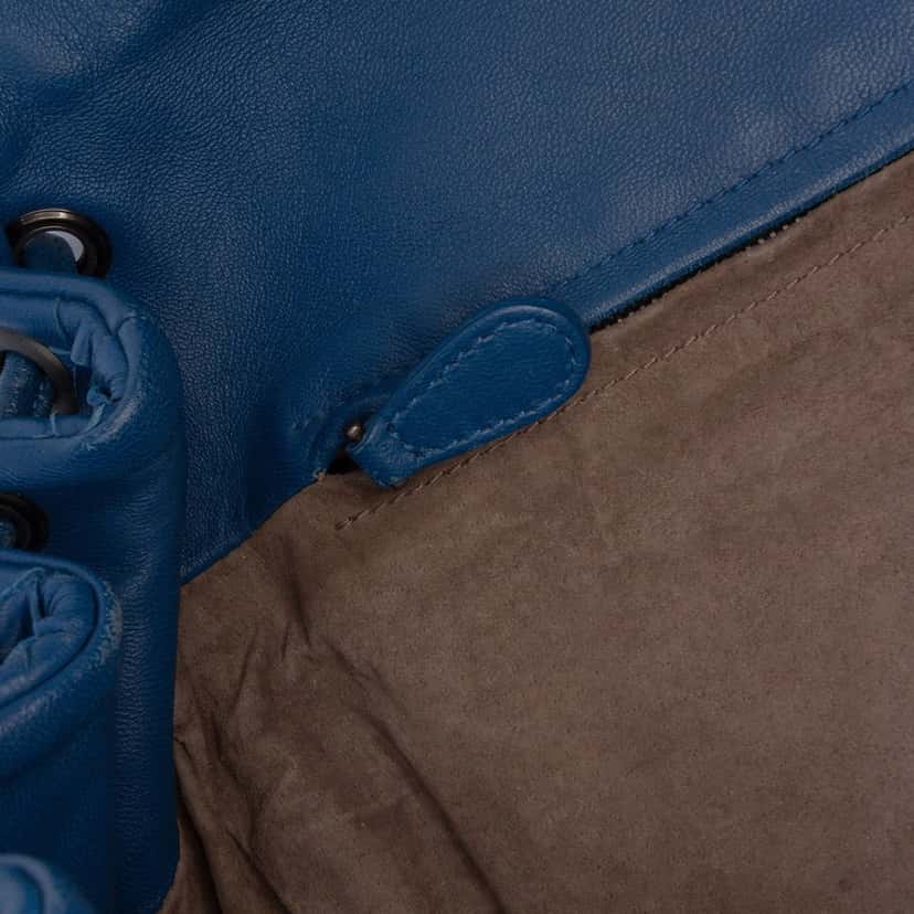 Bottega Veneta Nappa Intrecciato Flap Crossbody Blue Leather Good condition - Box View