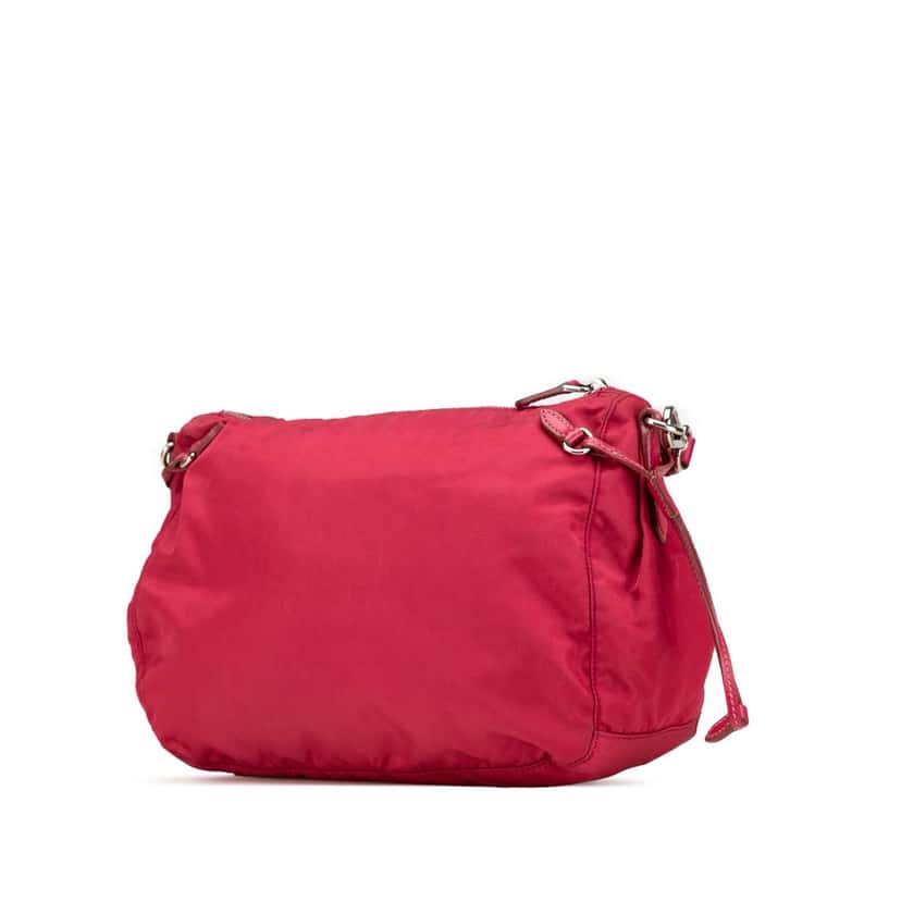 Prada Saffiano Trimmed Tessuto Zip Top Crossbody Red Good condition - Back View
