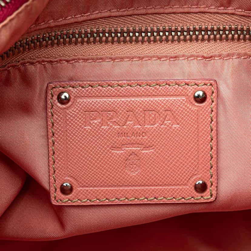 Prada Saffiano Trimmed Tessuto Zip Top Crossbody Red Good condition - Box View