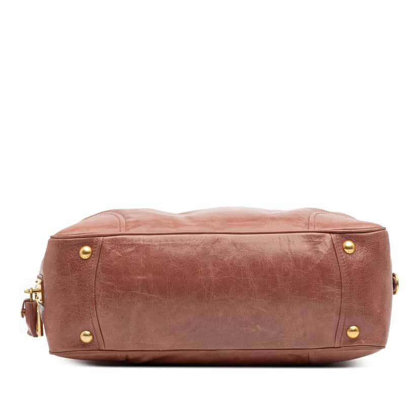 Prada Vitello Shine Bauletto Satchel Pink Leather Good condition - Inside View