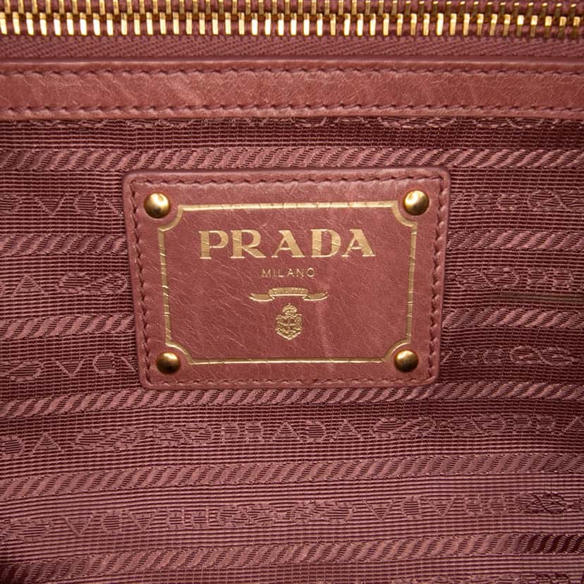 Prada Vitello Shine Bauletto Satchel Pink Leather Good condition - Box View
