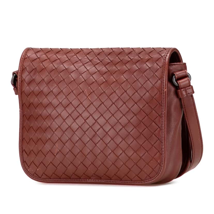 Bottega Veneta Nappa Intrecciato Flap Crossbody Red Leather Very good condition - Back View