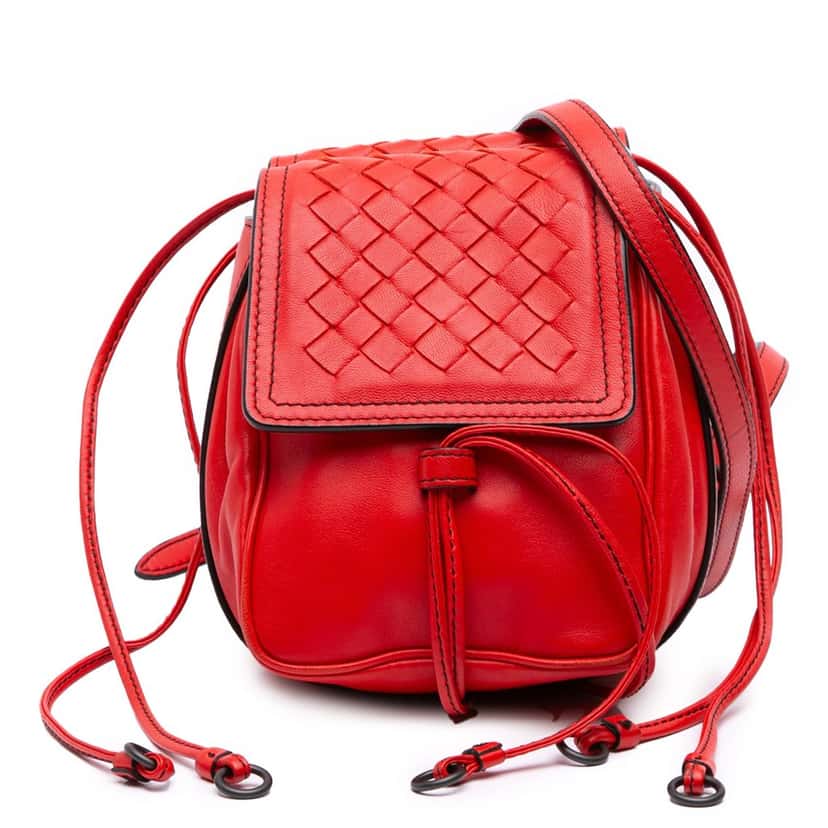 Bottega Veneta Nappa Intrecciato Double Sided Flap Crossbody Red Leather Good condition - Front View