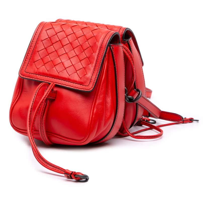 Bottega Veneta Nappa Intrecciato Double Sided Flap Crossbody Red Leather Good condition - Back View