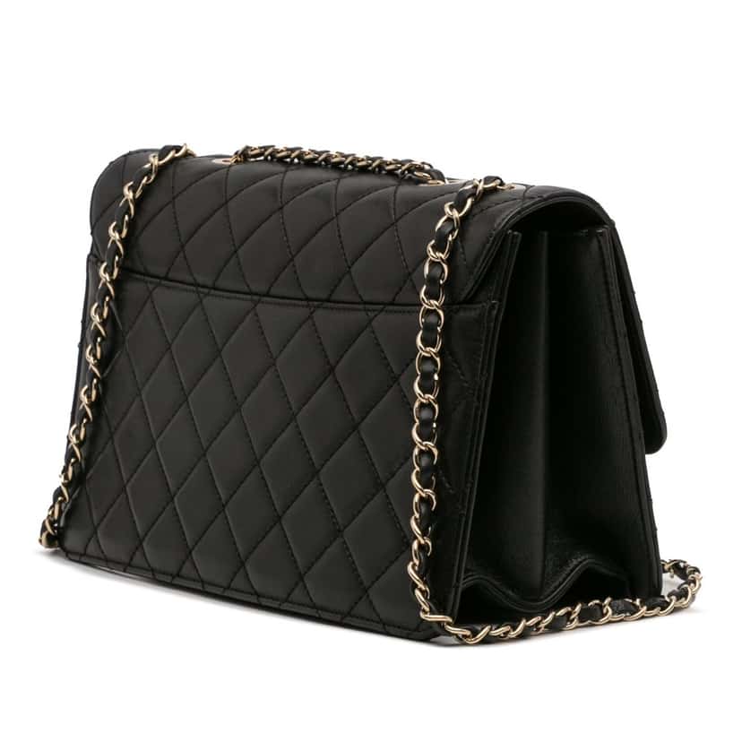 Chanel Large Sheepskin Beauty Lock Flap Black Leather Good condition - Back View