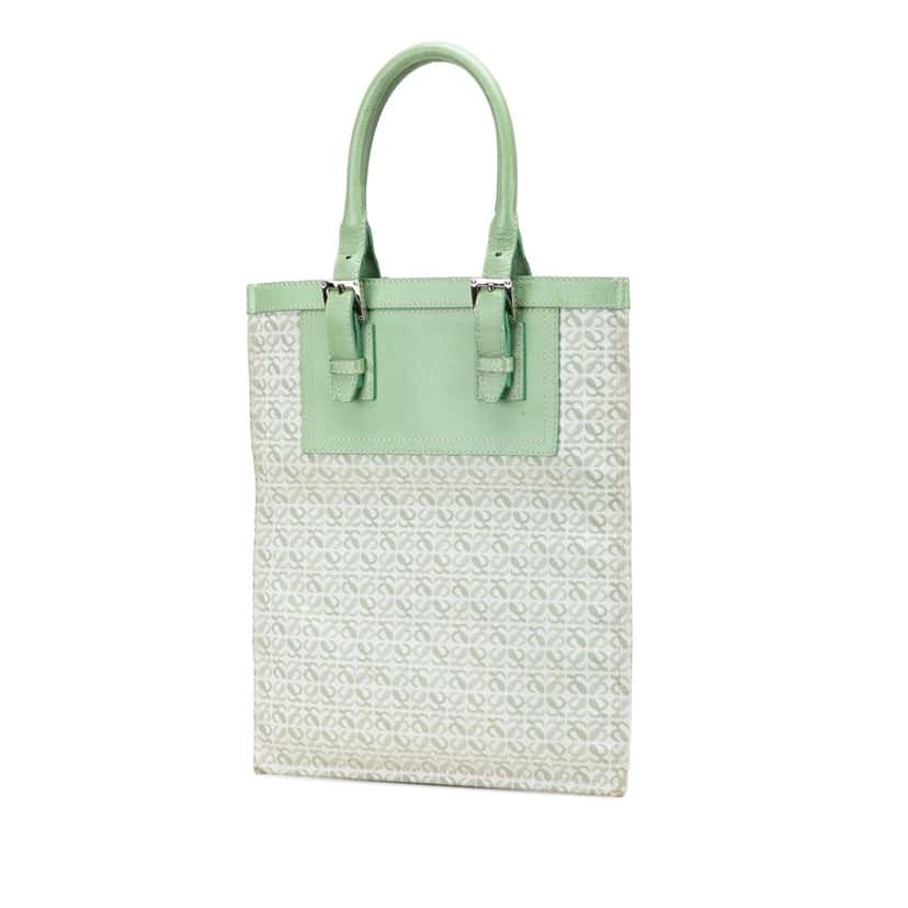 Loewe Anagram Canvas Tote Green Canvas Very good condition - Back View