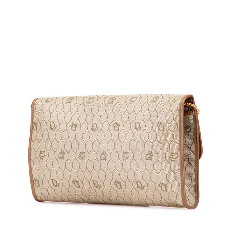 Dior Honeycomb Canvas Chain Shoulder Bag Brown Canvas Good condition - Back View