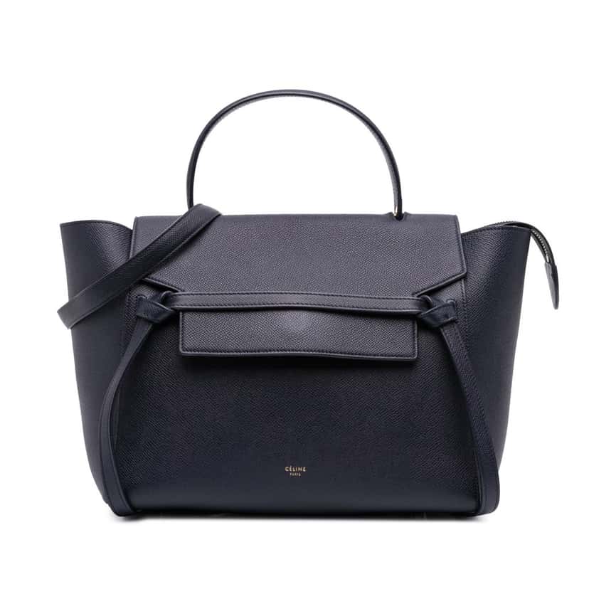 Celine Mini Grained Calfskin Belt Bag Blue Leather Good condition - Front View
