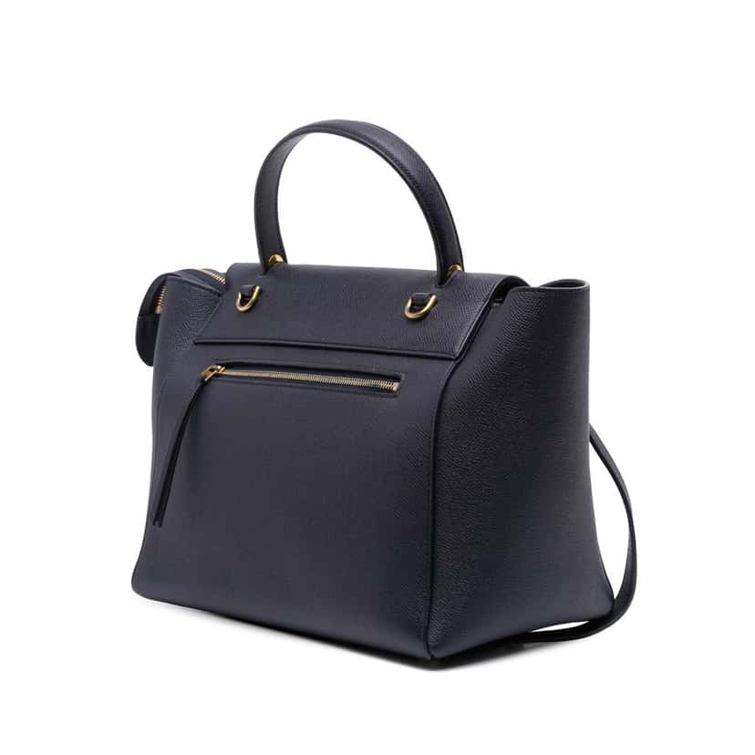 Celine Mini Grained Calfskin Belt Bag Blue Leather Good condition - Back View