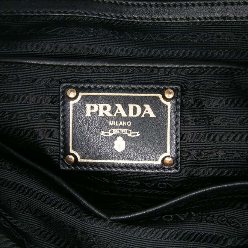 Prada Bicolor Nappa Gaufre Double Zip Satchel Brown Leather Good condition - Box View