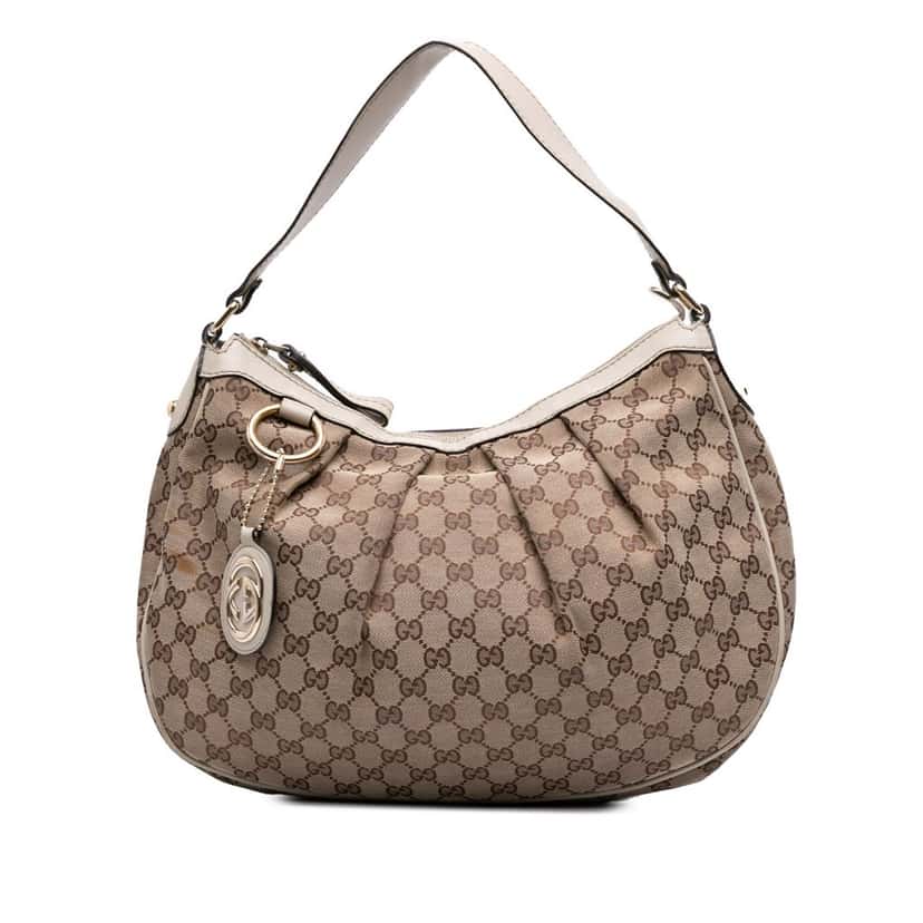 Gucci Medium GG Canvas Sukey Shoulder Bag Brown Canvas Good condition - Front View