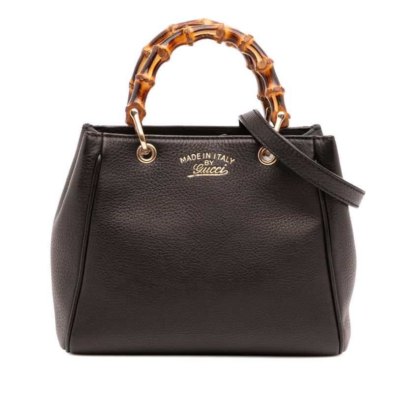 Gucci Mini Calfskin Bamboo Shopper Satchel Black Leather Good condition - Front View