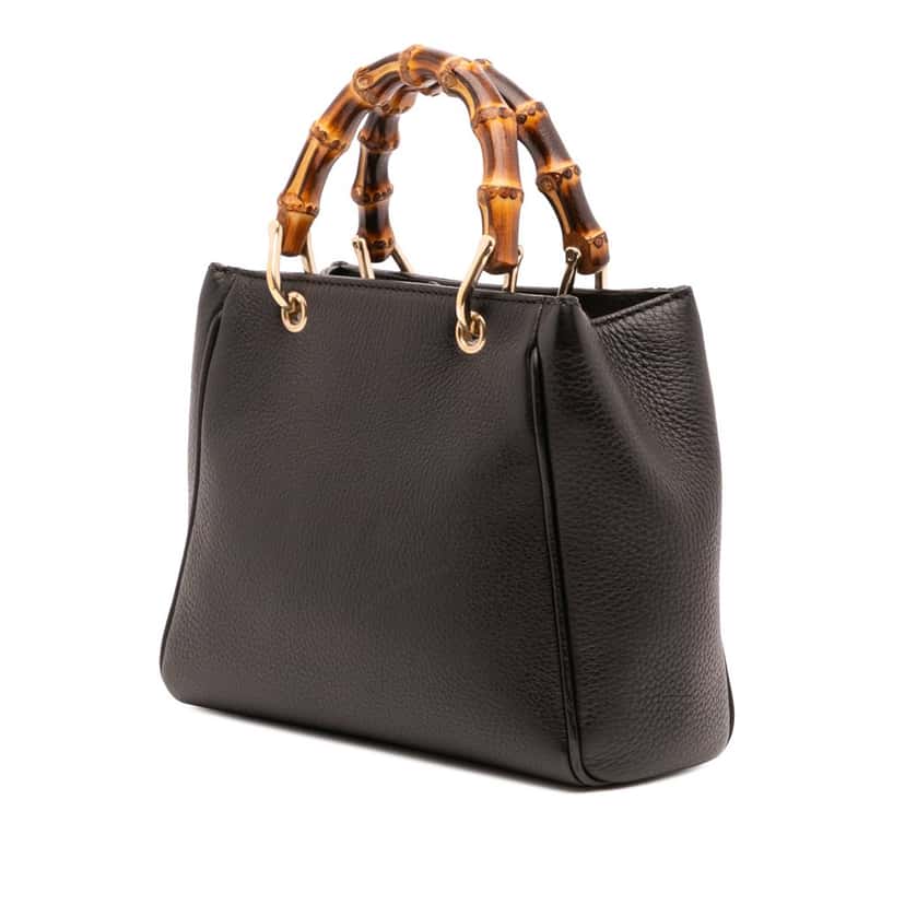 Gucci Mini Calfskin Bamboo Shopper Satchel Black Leather Good condition - Back View