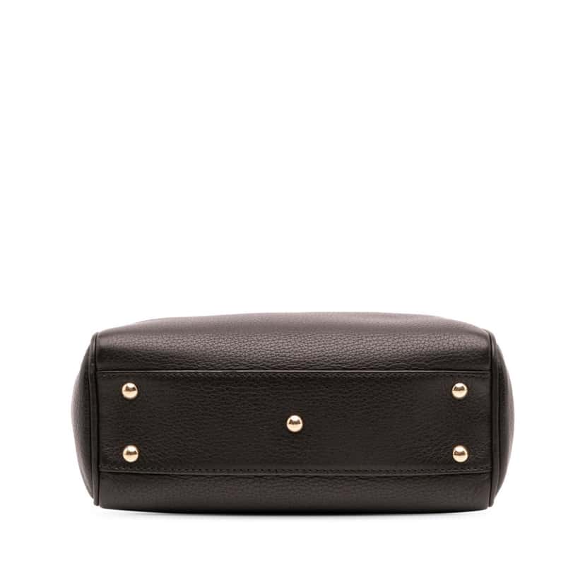 Gucci Mini Calfskin Bamboo Shopper Satchel Black Leather Good condition - Inside View