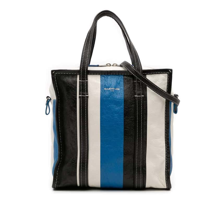 Balenciaga S Lambskin Bazar Shopper Satchel Blue Leather Good condition - Front View