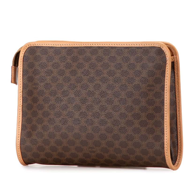 Celine Macadam Coated Canvas Clutch Brown Canvas Very good condition - Back View