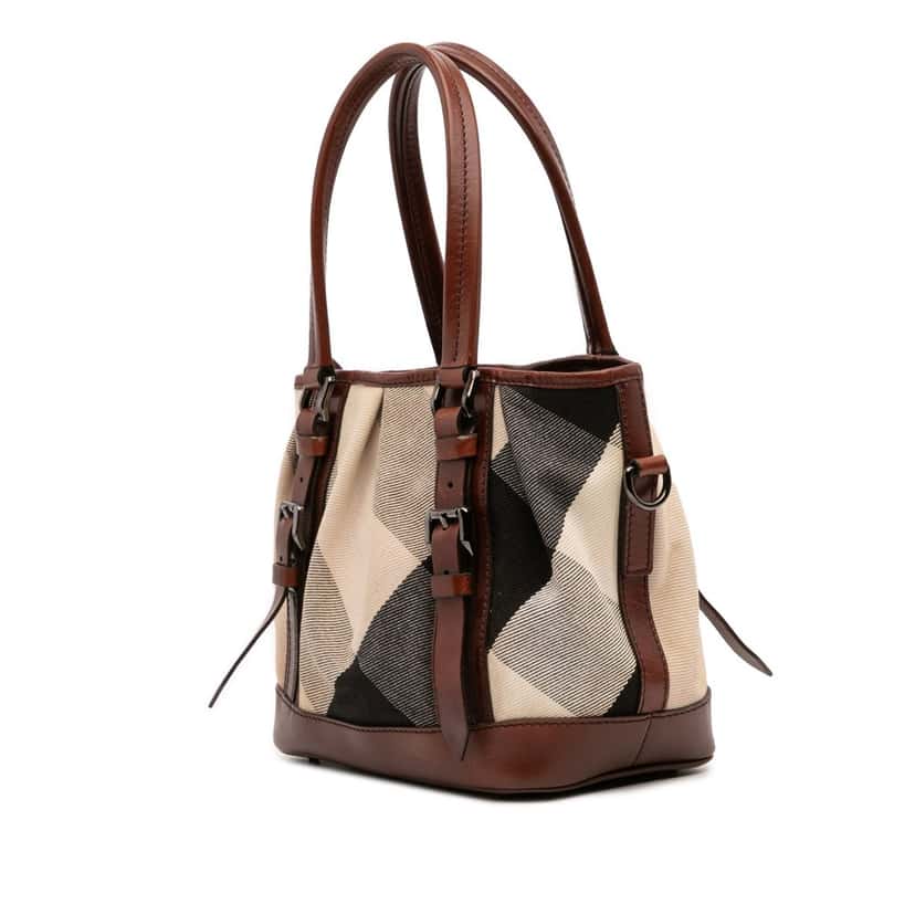 Burberry Mega Check Canvas Lowry Satchel Brown Canvas Good condition - Back View
