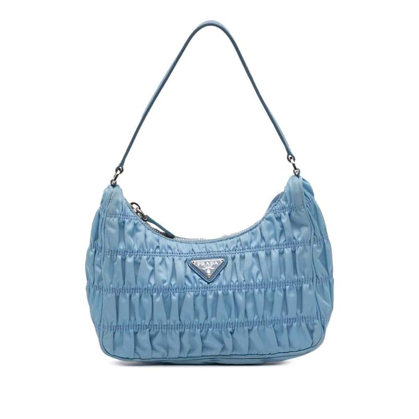 Prada Tessuto Gaufre Re Edition Shoulder Bag Blue Good condition - Front View