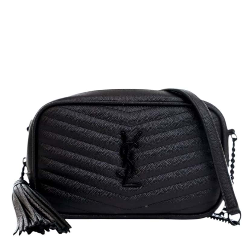 Saint Laurent Mini Grain de Poudre Monogram Monochrome Lou Camera Bag Black Leather Good condition - Front View