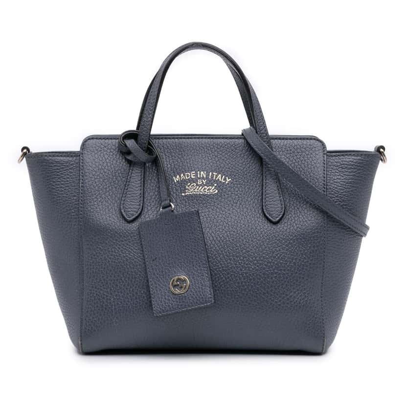 Gucci Mini Leather Swing Satchel Blue Leather Good condition - Front View