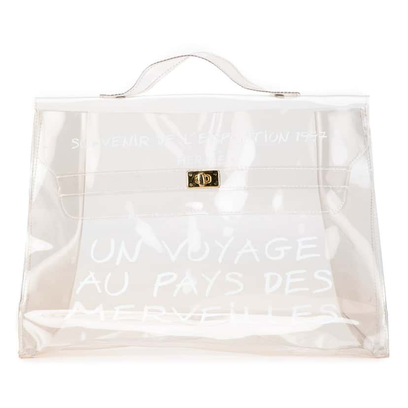 Hermès Vinyl Souvenir De L Exposition Kelly Handbag White Good condition - Front View