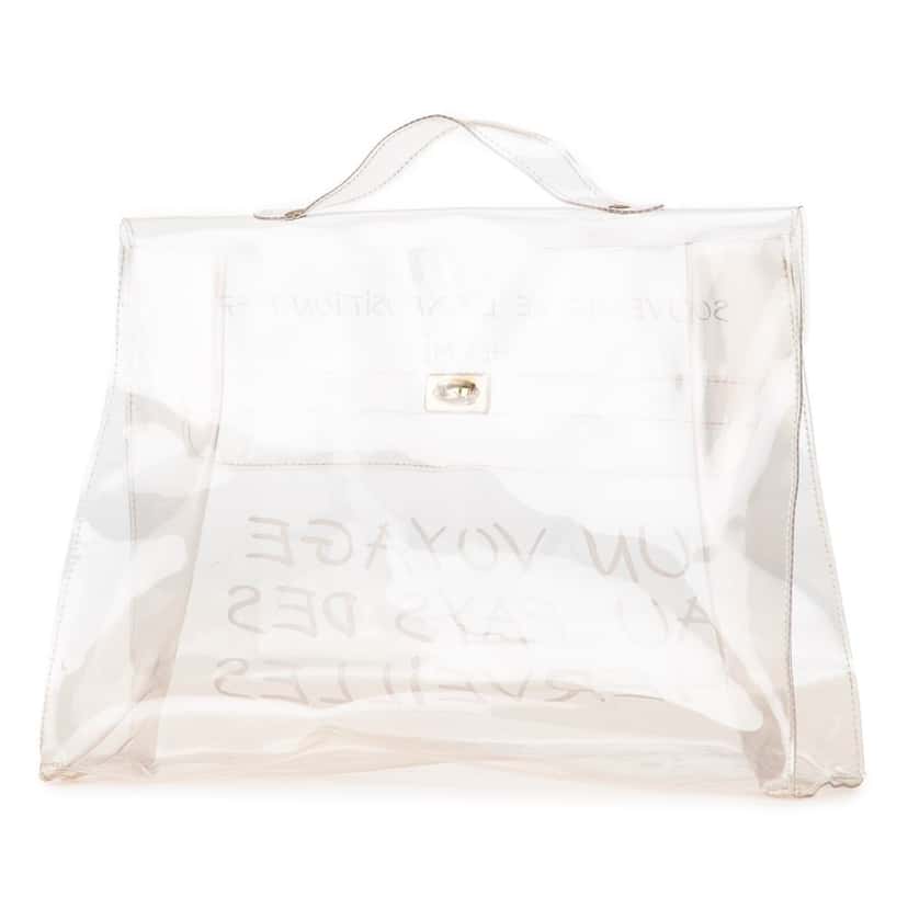 Hermès Vinyl Souvenir De L Exposition Kelly Handbag White Good condition - Back View