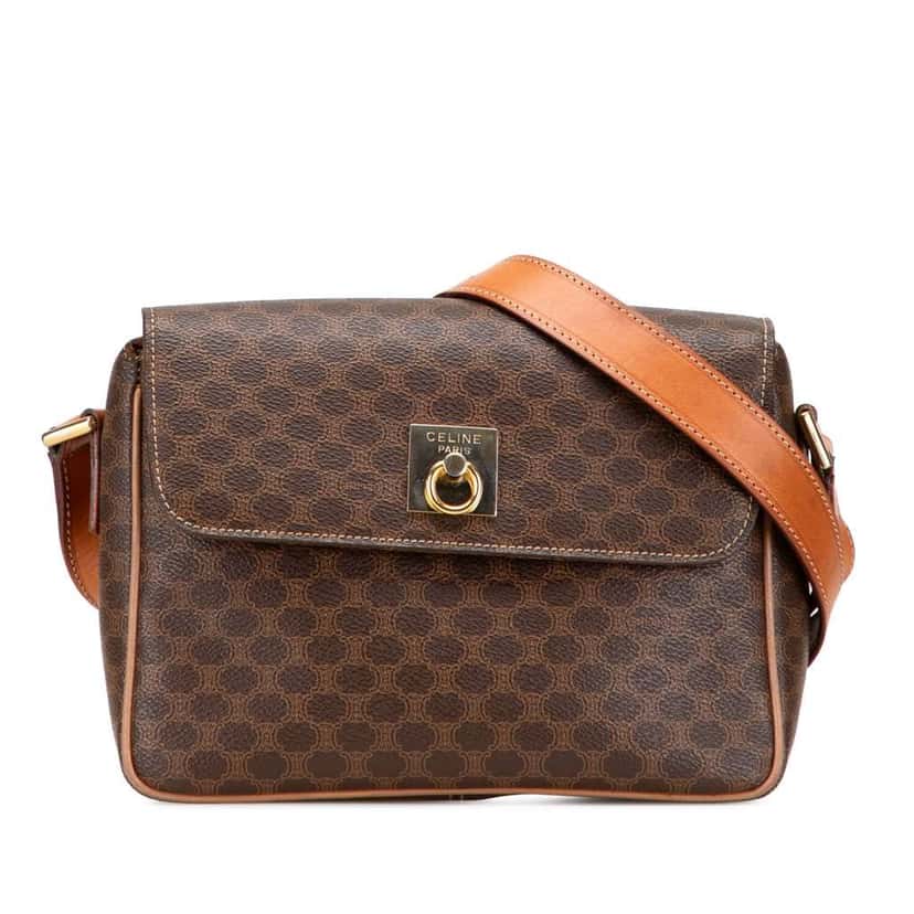 Celine Macadam Coated Canvas Crossbody Brown Canvas Good condition - Front View