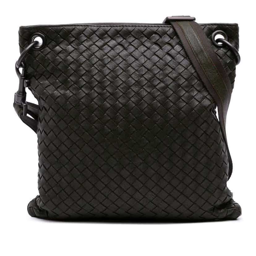 Bottega Veneta Nappa Intrecciato Crossbody Green Leather Good condition - Front View