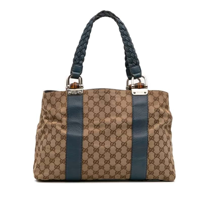 Gucci GG Canvas Bamboo Libeccio Tote Brown Canvas Good condition - Front View
