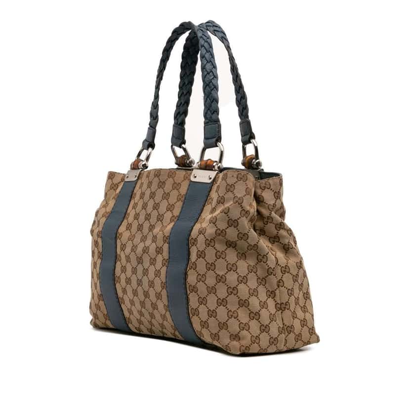 Gucci GG Canvas Bamboo Libeccio Tote Brown Canvas Good condition - Back View