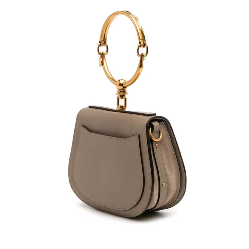 Chloé Small Leather and Suede Nile Bracelet Patchwork Satchel Brown Leather Good condition - Back View