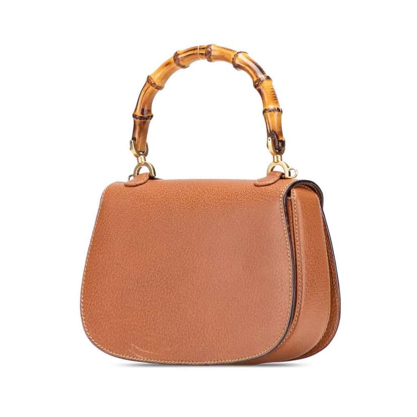 Gucci Grained Calfskin Bamboo Night Brown Leather Good condition - Back View