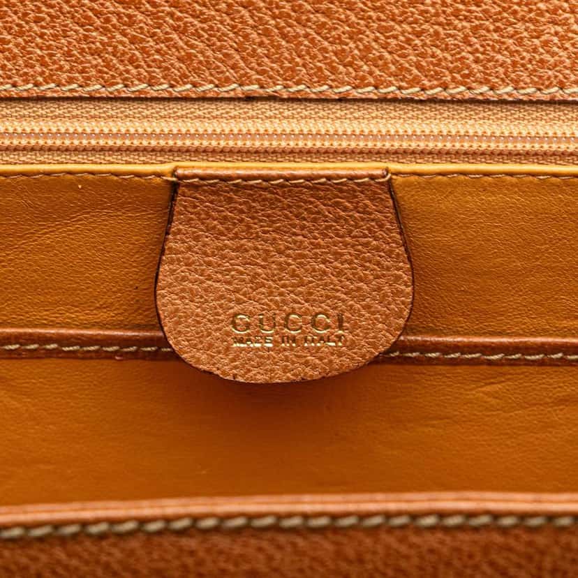 Gucci Grained Calfskin Bamboo Night Brown Leather Good condition - Box View