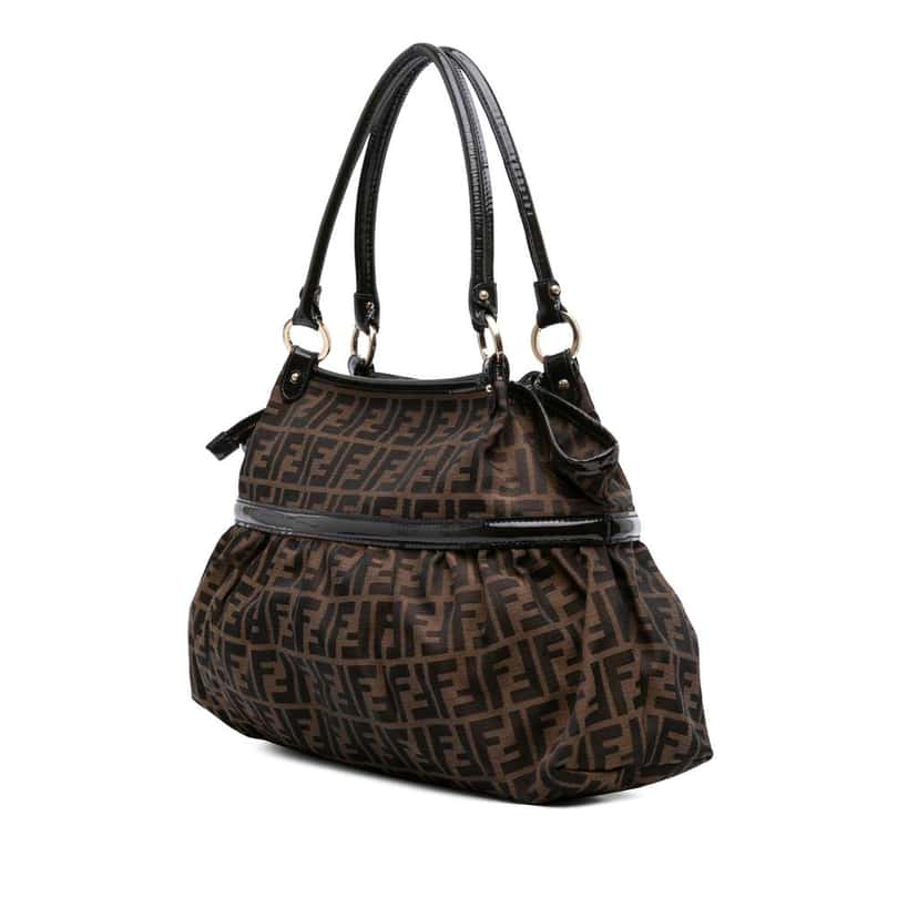 Fendi Large Zucca Canvas Chef Shoulder Bag Brown Canvas Good condition - Back View