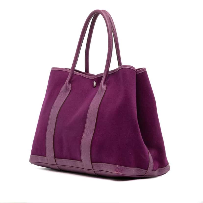 Hermès Toile and Negonda Garden Party 36 Purple Canvas Fair condition - Back View