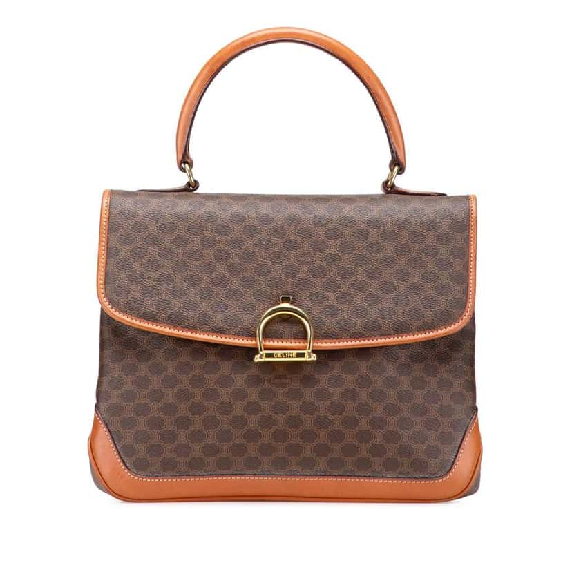 Celine Macadam Coated Canvas Handbag Brown Canvas Good condition - Front View