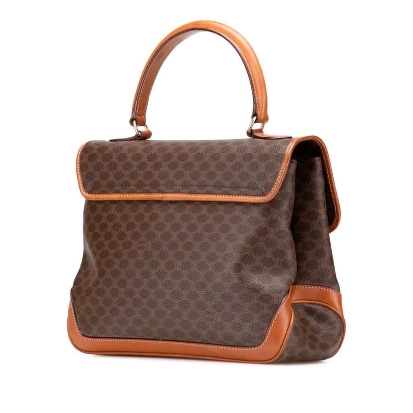 Celine Macadam Coated Canvas Handbag Brown Canvas Good condition - Back View