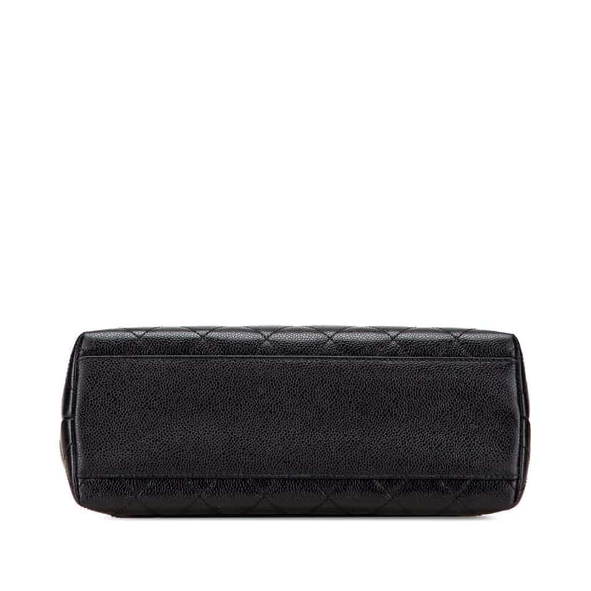 Chanel CC Quilted Caviar Kelly Top Handle Bag Black Leather Good condition - Inside View