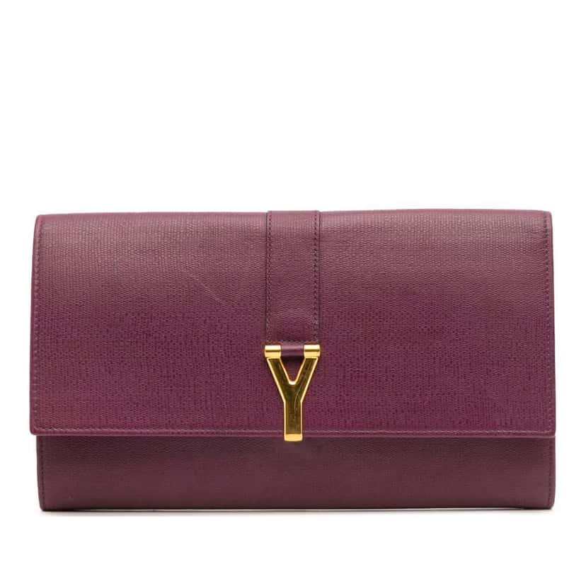 Yves Saint Laurent Leather Chyc Ligne Travel Wallet Purple Leather Good condition - Front View