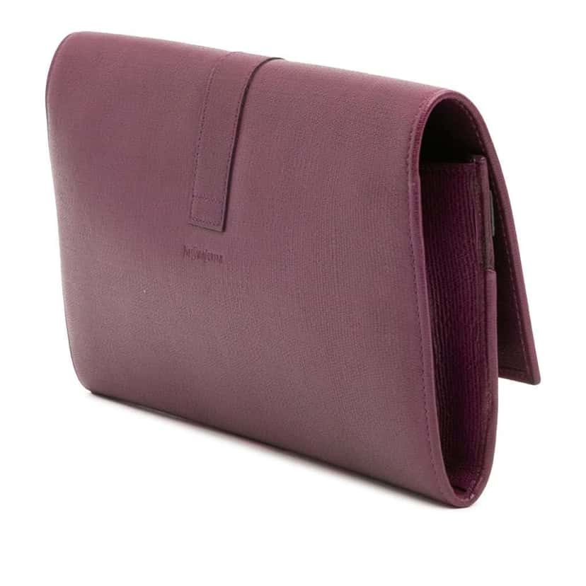 Yves Saint Laurent Leather Chyc Ligne Travel Wallet Purple Leather Good condition - Back View