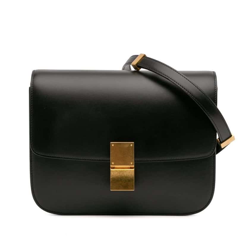 Celine Medium Calfskin Classic Box Black Leather Good condition - Front View