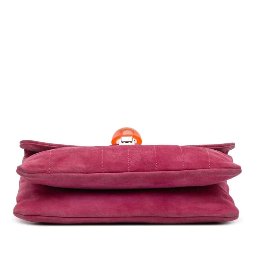 Chanel CC Choco Bar Suede Beaded Chain Flap Pink Leather Very good condition - Inside View