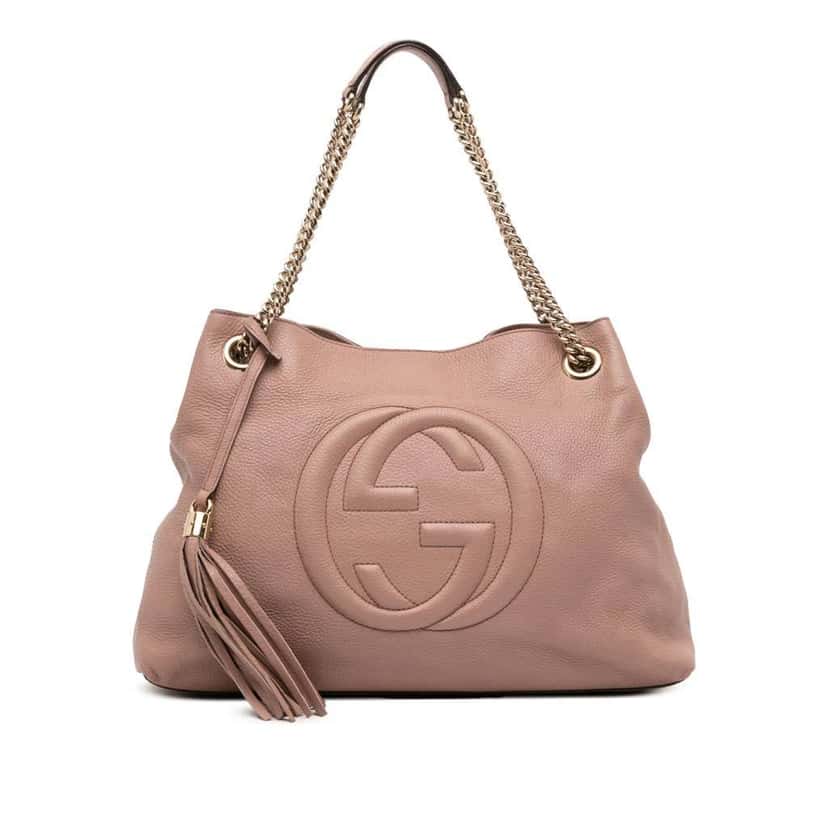 Gucci Medium Leather Soho Chain Tote Pink Leather Good condition - Front View
