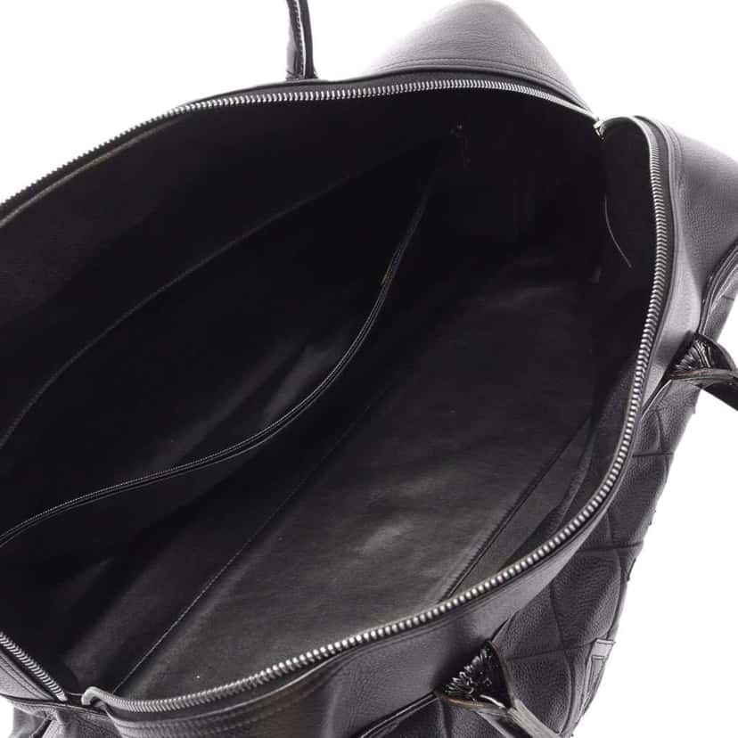 Chanel Large Quilted Caviar and Patent Logo Bowler Bag Black Leather Good condition - Inside View