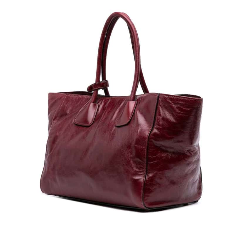 Prada Vitello Shine Shopping Tote Red Leather Good condition - Back View